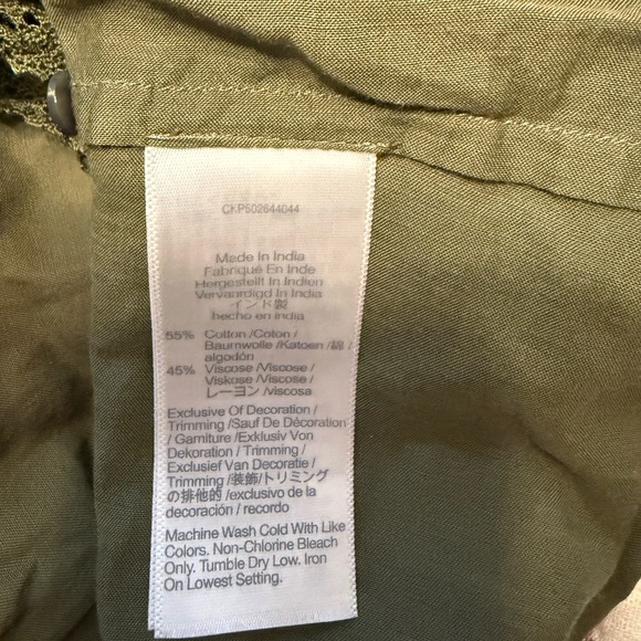 Madewell Kelly Pintucked Ruffled Puff-Sleeve Top Shirt NWT XL Olive Green - Picture 8 of 10